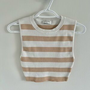 Aritzia Striped Tan and White Tank Top